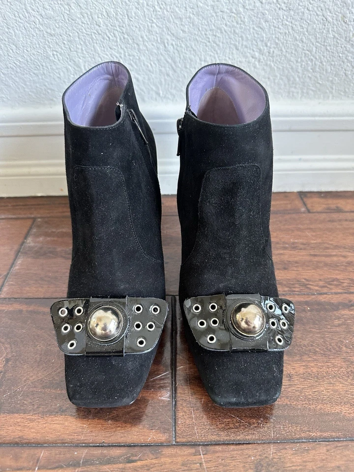 Studio Pollini Botines Gamuza Negro Tacones Talla 8 Foto 2 de 4