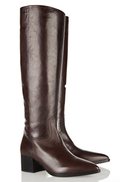 NIB Miu Miu Pointed-Toe Leather Knee Riding Boots, Burgundy Color, Size 10.5