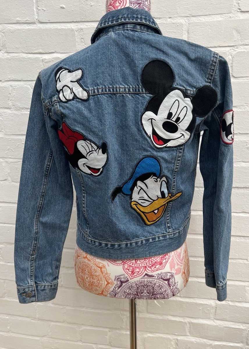 Zara Disney Mickey Minne Mouse Daffy Denim Jacket XS Blue