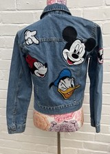 Zara Disney Mickey Minne Mouse Daffy Denim Jacket Xs Blue