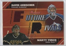 2003-04 Bowman Draft Picks Future Rivals Jerseys David Aebischer Marty Turco 4f5