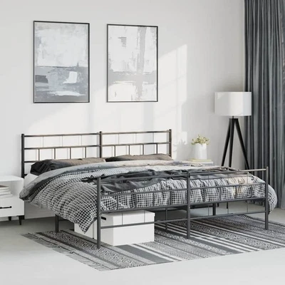 Cadre de Lit Métal sans Matelas Adulte Sommier à Lattes Chambre Intérieur vidaXL - Photo 1/4