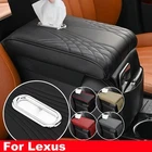 Car Armrest Cushion Cover Center Console Pad Mat w/ Pocket Tissue Box for Lexus