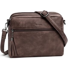 Crossbody Bags for , Soft Leather Purse Shoulder Handbag Coffee
