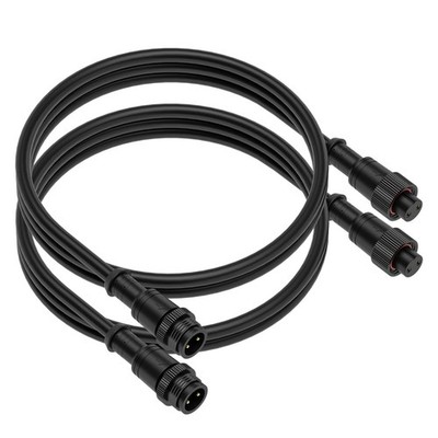 9.84FT 2 Pin 18AWG IP67 Extension Cable, M/F Connectors, 22mm Metal Nut, LED
