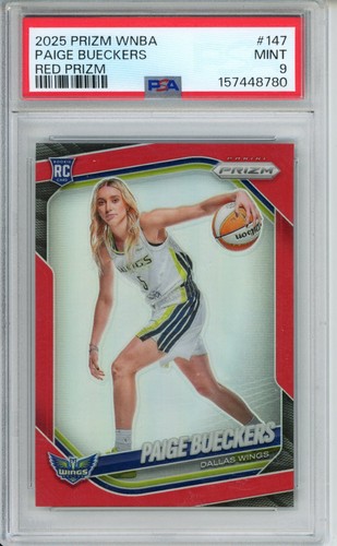 2025 Panini Prizm WNBA Paige Bueckers Red Prizm /199 #147 PSA 9 RC Mint Wingss
