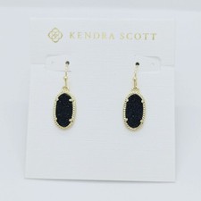 New Kendra Scott Lee Gold Drop Earrings In Black Drusy