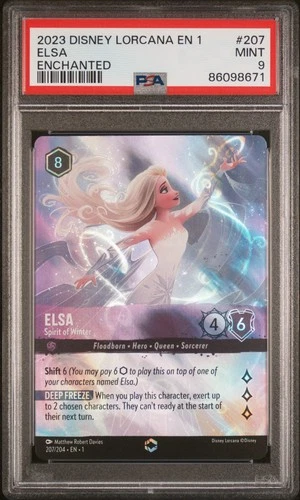 2023 DISNEY LORCANA THE FIRST CHAPTER ENCHANTED #207 ELSA SPIRIT OF WINTER PSA 9