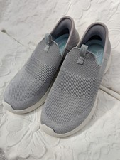Image of Skechers Light Grey Slip-ons Size 3 Eu36 Air Cooled Memory Foam (149709) New
