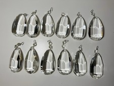 12 pcs Vintage Clear Crystal Full Cut/Facets Tear Drop Chandelier Prisms 3.25  