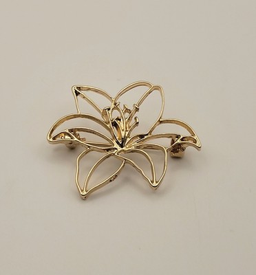BLUME BROSCHE GOLDENE LILIE! NEU!
