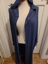 Ladies Marks And Spencer Size Medium Navy Fleck Long Sleeved Dressing Gown