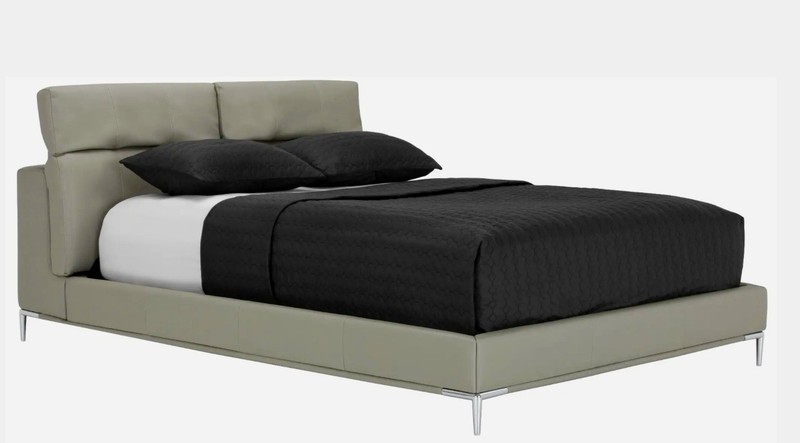 Upholstered Platform Bed Frame with Fabric Headboard and Wooden Slats Support