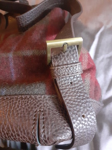 BNWOT Stylish JOULES 'Trippa' Red Checked Tweed Leather Trim Backpack - Medium - Picture 8 of 17