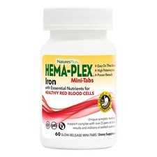 NaturesPlus Hema-Plex Iron – 60 Slow-Release Mini-Tabs (85 mg Chelated Iron) – V