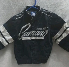 Size 3T Toddler Camaro Chevrolet Jacket GM Black Denim W White Trim JH DESIGN