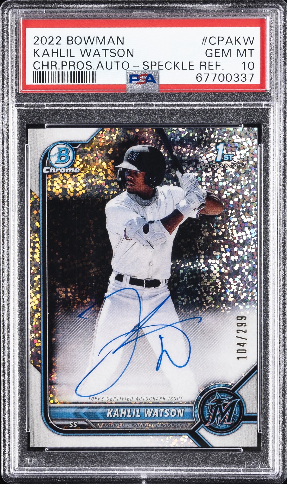 2022 BOWMAN CHROME PROSPECT AUTOS #CPAKW KAHLIL WATSON 104/299 PSA 10 AUTO