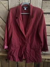 Sag Harbor Women  s Size 12 Long Blazer Deep Red