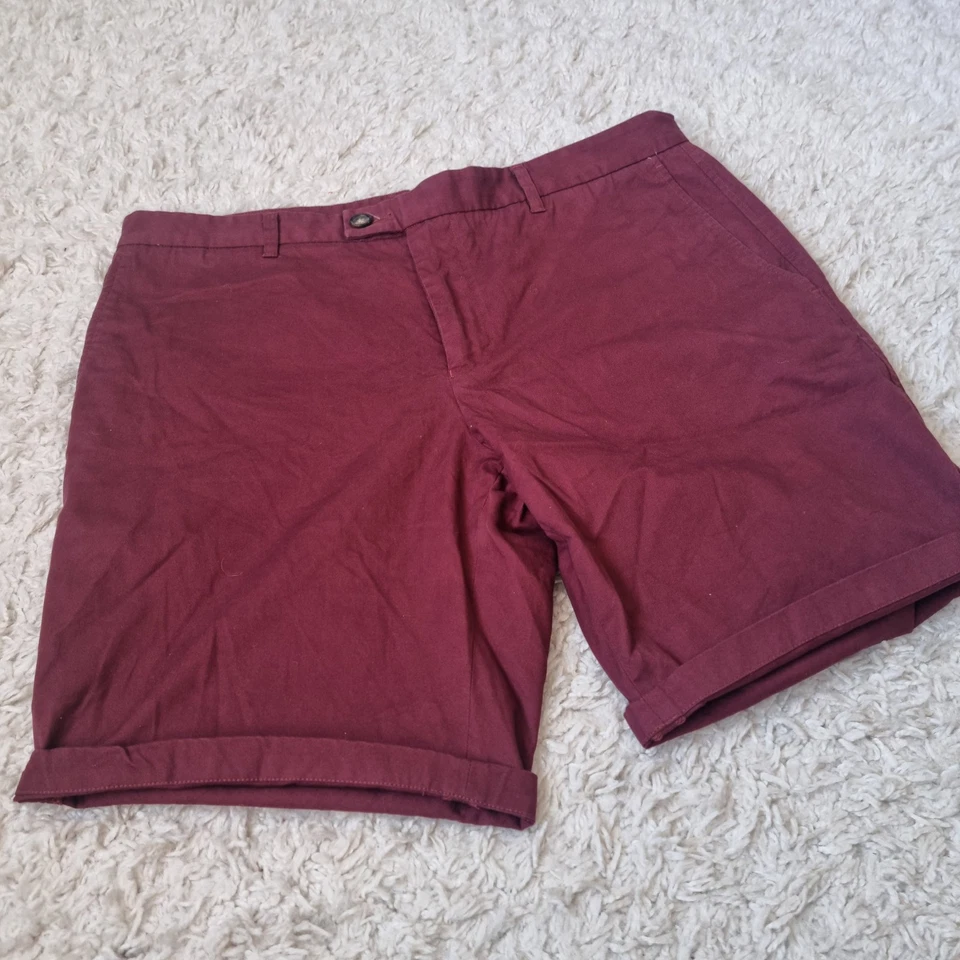 Reiss Men's Chino Shorts Size 34 Burgundy Casual Cotton Smart - Изображение 2 из 4