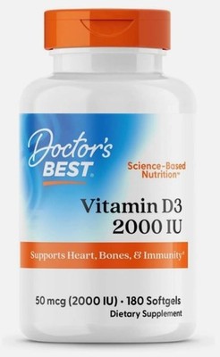Doctors BEST Vitamin D3 2000 IU, Non-GMO, Gluten Free, Soy Free 180 Softgels