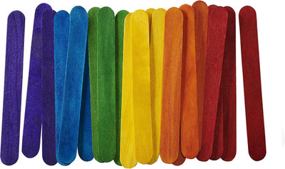 [100 Count] 6 Inch Colored Jumbo Popsicle Sticks for Crafts - ICES, Ice Cream, W