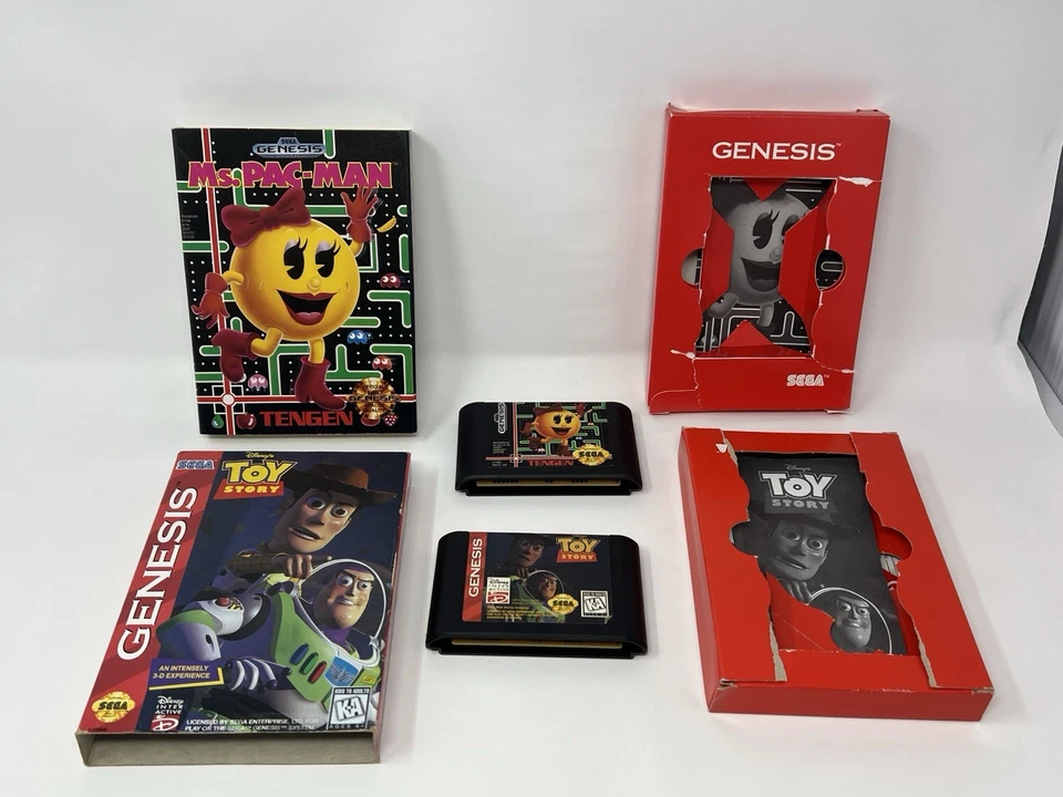 Lote de juegos completos en caja de Sega Genesis 5 Ms.Pac-Man Lion King Jeopardy Toy Story Foto 2 de 4