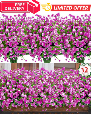 12 Bundles Artificial Flowers for Outdoors UV Resistant Fake Plastic Plants Faux