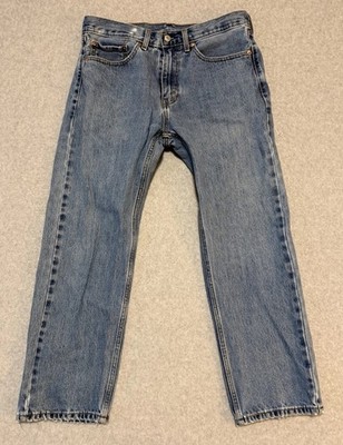 Levis Men's 505 Straight Leg 34x29 Medium Wash Logo Cotton Blue Denim Jeans