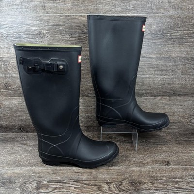 Hunter Huntress Rain Boots Women's 7 Black Rubber Waterproof Knee