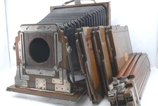 Tamura Nisshinbo Wood 6 1/2 x 8 1/2 Field Camera w/Plate Holder Tripod *TN91