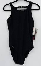 New Roxanne Bra Sized One Piece Swimsuit Size 38B / 16 Black NOS