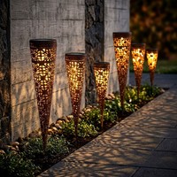 Windlicht Teelichthalter Gartenstecker Kerzenhalter Glas Rostfarben 6Er Set