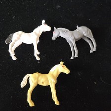 Lot 1970's Hong Kong Miniature Plastic Horse red eyes