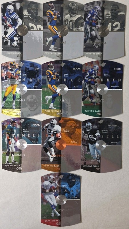 1998 Upper Deck Football SPx Die-Cuts Lot Of 10 Cards With 3 Silvers Faulk