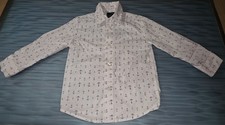 Nautica Boys Button Down Shirt White/Blue, Graphic Anchor Logo Size 3T