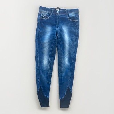 Lami-Cell Full Seat Denim Riding Breeches EU 38 Rhinestone Pockets