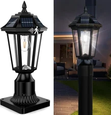 Solar Post Lights, Dusk to Dawn Solar Lamp Post Light with Pier Mount Base