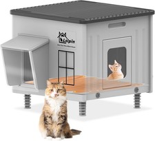 Heated Cat House for Outdoor Cats Insulated Weatherproof Shelter