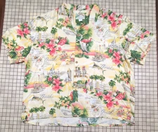 VTG Paradise Found Hawaiian Shirt 3XL Florida Beach Flamingo Boating Manatee