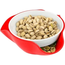 Pistachio Bowl W/ Shell Holder Organized Snack Storage & Easy Cleaning New