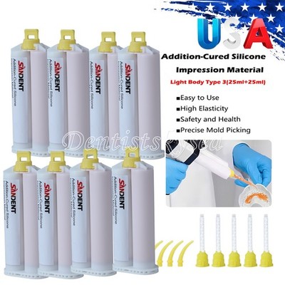 8 x Light Body Regular VPS Dental Impression Material 50mL Cartridges PVS
