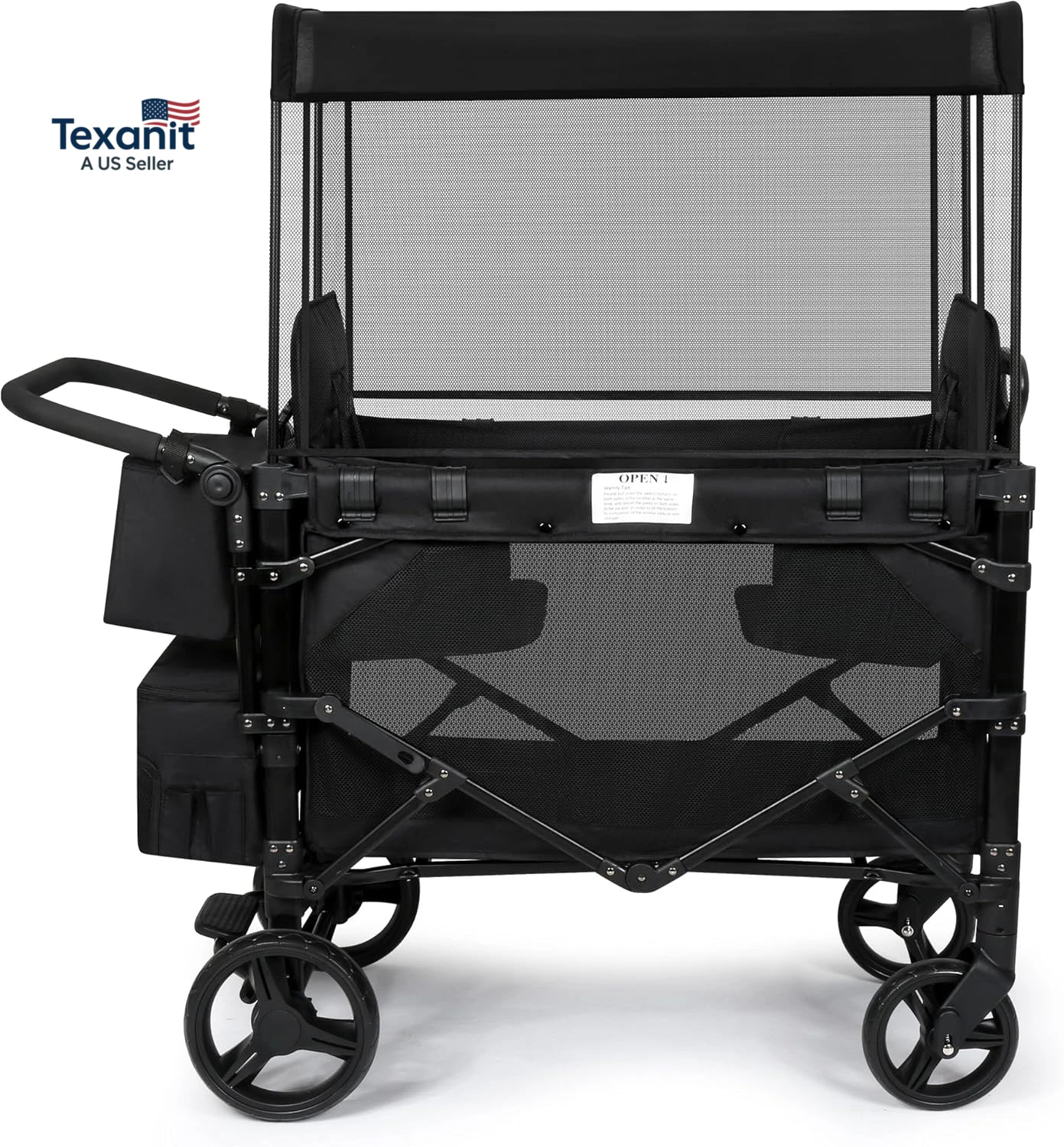 Wagon Stroller for 2 Kids, High Seat & 5 Point Harness, Foldable All-Terrain Wag