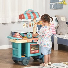 Kids Pretend Kitchen Food Stand with Play Set Cash Register Food for 3-6 Years