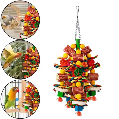 Vogelspielzeug für Papageien, natürlich mit Mais, Luffa und Kauspielzeug - Bild 1 von 4