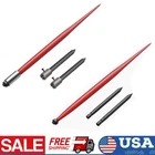 49" Steel Hay Bale Spear Quick Attach Square W/2 Stabilizers Spears Spike Fork