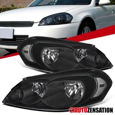 Fit 2006-2013 Chevy Impala 06-07 Monte Carlo Black Headlights Lamps Left+Right