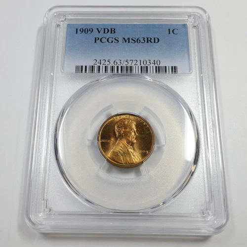 1909 P VDB PCGS MS63 RD RED - Lincoln Wheat Penny Cent 1c US Coin #56796A