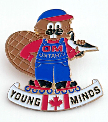 Odyssey of the Mind Ontario Canada Beaver Skates Goose Young Minds Lapel Pin