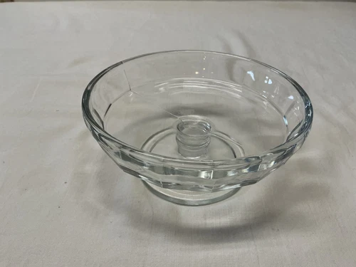 Vintage Clear Glass Candle Holder Dish