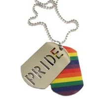 Steel Pride Rainbow Double Dog Tag Chain Lesbian Gay LGBTQ+